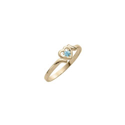 Toddler Birthstone Rings - 14K Yellow Gold Girls March Aquamarine Birthstone Ring - Size 3½ - Perfect for Toddlers and Grade School Girls - BEST SELLER/