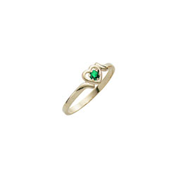 Toddler Birthstone Rings - 14K Yellow Gold Girls May Emerald Birthstone Ring - Size 3½ - Perfect for Toddlers and Grade School Girls - BEST SELLER/