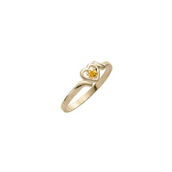 Toddler Birthstone Rings - 14K Yellow Gold Girls November Citrine Birthstone Ring - Size 3½ - Perfect for Toddlers and Grade School Girls - BEST SELLER/
