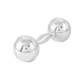 Best Baby Shower Gifts - Heirloom Quality Sterling Silver Dumbbell Baby Rattle - 3 1/2" x 1 3/4"