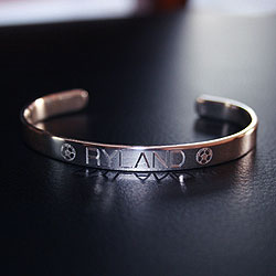 Ryland - Sterling Silver Engravable Boys Cuff Bracelet - Size 5