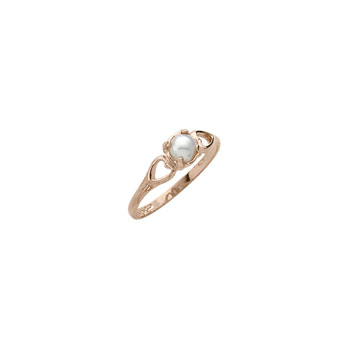 Little Girls Beautiful 10K Yellow Gold Freshwater Cultured Pearl Ring - Size 4 (4 - 12 years) - BEST SELLER