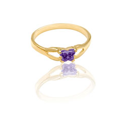 Little Girls Gold Butterfly Ring - February - Size 3/