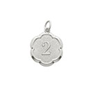 Age 2 Toddler Years - Second Birthday Keepsake Charm - Sterling Silver Rhodium Small Round Rembrandt Charm – Engravable on back - Add to a bracelet or necklace 