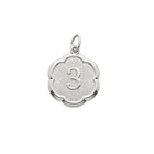 Age 3 Toddler Years - Third Birthday Keepsake Charm - Sterling Silver Rhodium Small Round Rembrandt Charm – Engravable on back - Add to a bracelet or necklace 