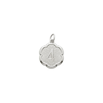 Age 4 Preschool Years - Fourth Birthday Keepsake Charm - Sterling Silver Rhodium Small Round Rembrandt Charm – Engravable on back - Add to a bracelet or necklace 