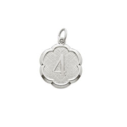 Age 4 Preschool Years - Fourth Birthday Keepsake Charm - Sterling Silver Rhodium Small Round Rembrandt Charm – Engravable on back - Add to a bracelet or necklace /