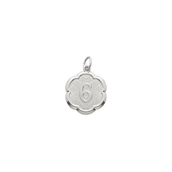 Age 6 Grade School Years - Sixth Birthday Keepsake Charm - Sterling Silver Rhodium Small Round Rembrandt Charm – Engravable on back - Add to a bracelet or necklace