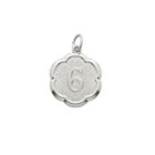 Age 6 Grade School Years - Sixth Birthday Keepsake Charm - Sterling Silver Rhodium Small Round Rembrandt Charm – Engravable on back - Add to a bracelet or necklace