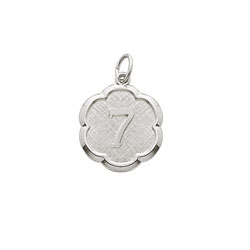 Age 7 Grade School Years - Seventh Birthday Keepsake Charm - Sterling Silver Rhodium Small Round Rembrandt Charm – Engravable on back - Add to a bracelet or necklace/