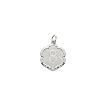 Age 8 Grade School Years - Eighth Birthday Keepsake Charm - Sterling Silver Rhodium Small Round Rembrandt Charm – Engravable on back - Add to a bracelet or necklace 
