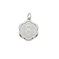 Age 8 Grade School Years - Eighth Birthday Keepsake Charm - Sterling Silver Rhodium Small Round Rembrandt Charm – Engravable on back - Add to a bracelet or necklace /