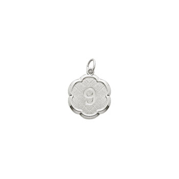 Age 9 Grade School Years - Ninth Birthday Keepsake Charm - Sterling Silver Rhodium Small Round Rembrandt Charm – Engravable on back - Add to a bracelet or necklace 