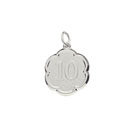 Age 10 Preteen Years - Tenth Birthday Keepsake Charm - Sterling Silver Rhodium Small Round Rembrandt Charm – Engravable on back - Add to a bracelet or necklace