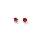 January Birthstone 14K White Gold Earrings for Tweens, Teens, and Women - 4mm Genuine Garnet Gemstone - Push back posts