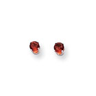 January Birthstone 14K White Gold Earrings for Tweens, Teens, and Women - 5mm Genuine Garnet Gemstone - Push back posts