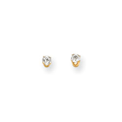 March Birthstone 14K Yellow Gold Earrings for Tweens, Teens, and Women - 3mm Genuine Aquamarine Gemstone - Push back posts/