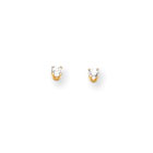 April Birthstone 14K Yellow Gold Earrings for Tweens, Teens, and Women - 3mm Genuine White Zircon Gemstone - Push back posts