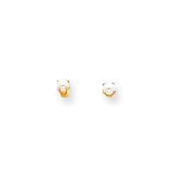 June Birthstone 14K Yellow Gold Earrings for Tweens, Teens, and Women - 3mm Freshwater Cultured Pearl Gemstone - Push back posts/