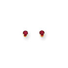 July Birthstone 14K Yellow Gold Earrings for Tweens, Teens, and Women - 3mm Genuine Ruby Gemstone - Push back posts