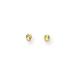 August Birthstone 14K Yellow Gold Earrings for Tweens, Teens, and Women - 3mm Genuine Peridot Gemstone - Push back posts/