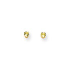 August Birthstone 14K Yellow Gold Earrings for Tweens, Teens, and Women - 3mm Genuine Peridot Gemstone - Push back posts