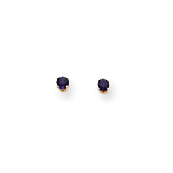 September Birthstone 14K Yellow Gold Earrings for Tweens, Teens, and Women - 3mm Genuine Blue Sapphire Gemstone - Push back posts/