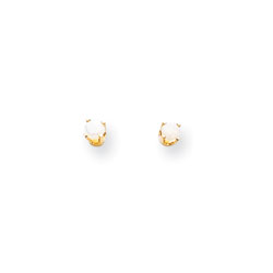 October Birthstone 14K Yellow Gold Earrings for Tweens, Teens, and Women - 3mm Genuine Opal Gemstone - Push back posts/
