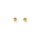 November Birthstone 14K Yellow Gold Earrings for Tweens, Teens, and Women - 3mm Genuine Citrine Gemstone - Push back posts