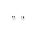 December Birthstone 14K Yellow Gold Earrings for Tweens, Teens, and Women - 3mm Genuine Blue Topaz Gemstone - Push back posts
