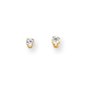 March Birthstone 14K Yellow Gold Earrings for Tweens, Teens, and Women - 4mm Genuine Aquamarine Gemstone - Push back posts