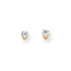 March Birthstone 14K Yellow Gold Earrings for Tweens, Teens, and Women - 4mm Genuine Aquamarine Gemstone - Push back posts
