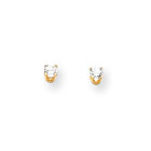 April Birthstone 14K Yellow Gold Earrings for Tweens, Teens, and Women - 4mm Genuine White Zircon Gemstone - Push back posts