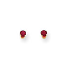 July Birthstone 14K Yellow Gold Earrings for Tweens, Teens, and Women - 4mm Genuine Ruby Gemstone - Push back posts