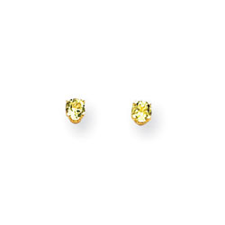 August Birthstone 14K Yellow Gold Earrings for Tweens, Teens, and Women - 4mm Genuine Peridot Gemstone - Push back posts/