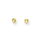 August Birthstone 14K Yellow Gold Earrings for Tweens, Teens, and Women - 4mm Genuine Peridot Gemstone - Push back posts