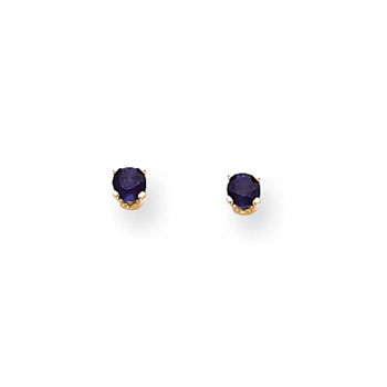 September Birthstone 14K Yellow Gold Earrings for Tweens, Teens, and Women - 4mm Genuine Blue Sapphire Gemstone - Push back posts