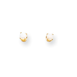 October Birthstone 14K Yellow Gold Earrings for Tweens, Teens, and Women - 4mm Genuine Opal Gemstone - Push back posts/