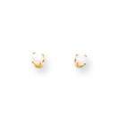 October Birthstone 14K Yellow Gold Earrings for Tweens, Teens, and Women - 4mm Genuine Opal Gemstone - Push back posts