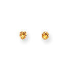 November Birthstone 14K Yellow Gold Earrings for Tweens, Teens, and Women - 4mm Genuine Citrine Gemstone - Push back posts