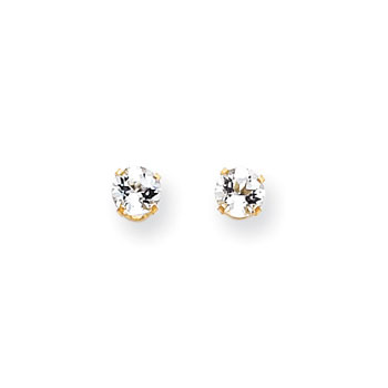 March Birthstone 14K Yellow Gold Earrings for Tweens, Teens, and Women - 5mm Genuine Aquamarine Gemstone - Push back posts