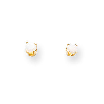October Birthstone 14K Yellow Gold Earrings for Tweens, Teens, and Women - 5mm Genuine Opal Gemstone - Push back posts