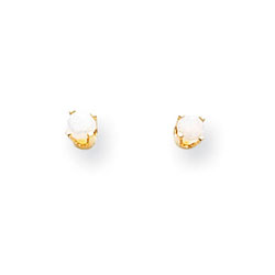 October Birthstone 14K Yellow Gold Earrings for Tweens, Teens, and Women - 5mm Genuine Opal Gemstone - Push back posts/