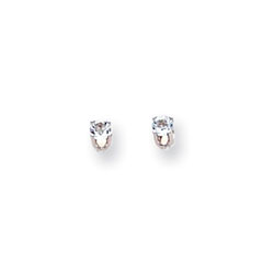 March Birthstone 14K White Gold Earrings for Tweens, Teens, and Women - 3mm Genuine Aquamarine Gemstone - Push back posts/