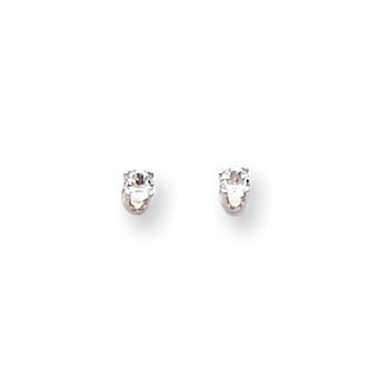 April Birthstone 14K White Gold Earrings for Tweens, Teens, and Women - 3mm Genuine White Topaz Gemstone - Push back posts