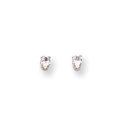 April Birthstone 14K White Gold Earrings for Tweens, Teens, and Women - 3mm Genuine White Topaz Gemstone - Push back posts/