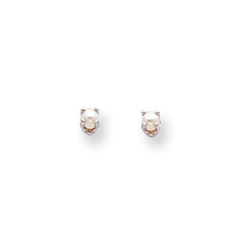 June Birthstone 14K White Gold Earrings for Tweens, Teens, and Women - 3mm Freshwater Cultured Pearl Gemstone - Push back posts