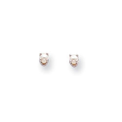June Birthstone 14K White Gold Earrings for Tweens, Teens, and Women - 3mm Freshwater Cultured Pearl Gemstone - Push back posts/