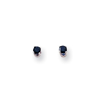 September Birthstone 14K White Gold Earrings for Tweens, Teens, and Women - 3mm Genuine Blue Sapphire Gemstone - Push back posts