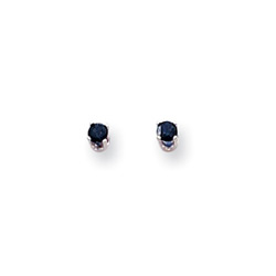 September Birthstone 14K White Gold Earrings for Tweens, Teens, and Women - 3mm Genuine Blue Sapphire Gemstone - Push back posts/